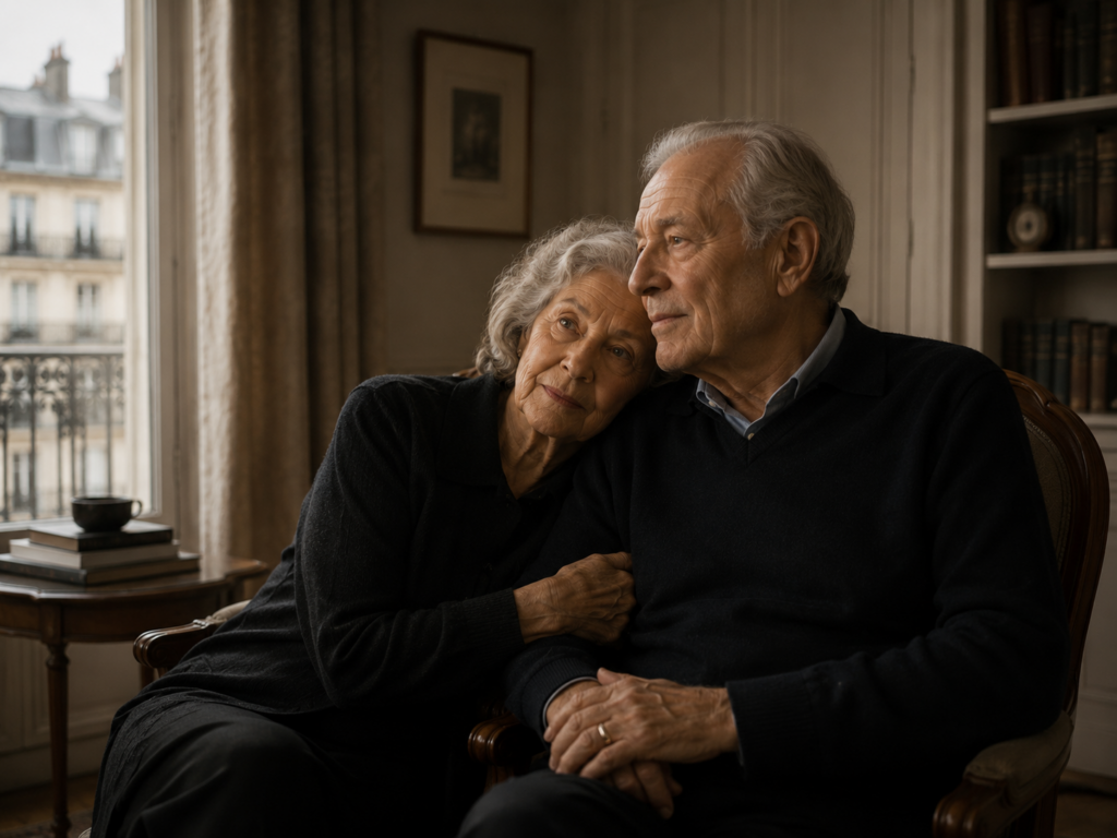Image Grand age Couple l'un contre l'autre
