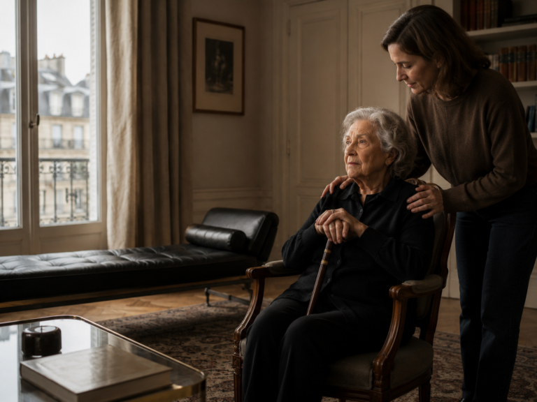 Grand age mamie et son aide